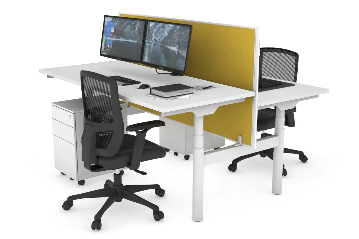 Flexi Premium Height Adjustable 2 Person H-Bench Workstation - White Frame [1200L x 700W]