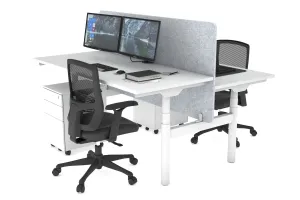 Flexi Premium Height Adjustable 2 Person H-Bench Workstation - White Frame [1200L x 700W]