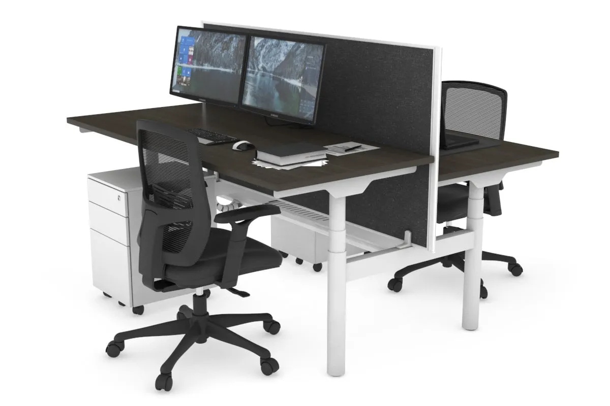 Flexi Premium Height Adjustable 2 Person H-Bench Workstation - White Frame [1200L x 700W]