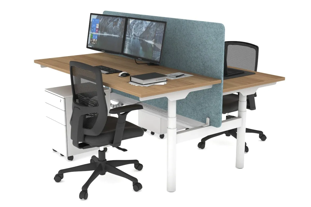 Flexi Premium Height Adjustable 2 Person H-Bench Workstation - White Frame [1200L x 700W]