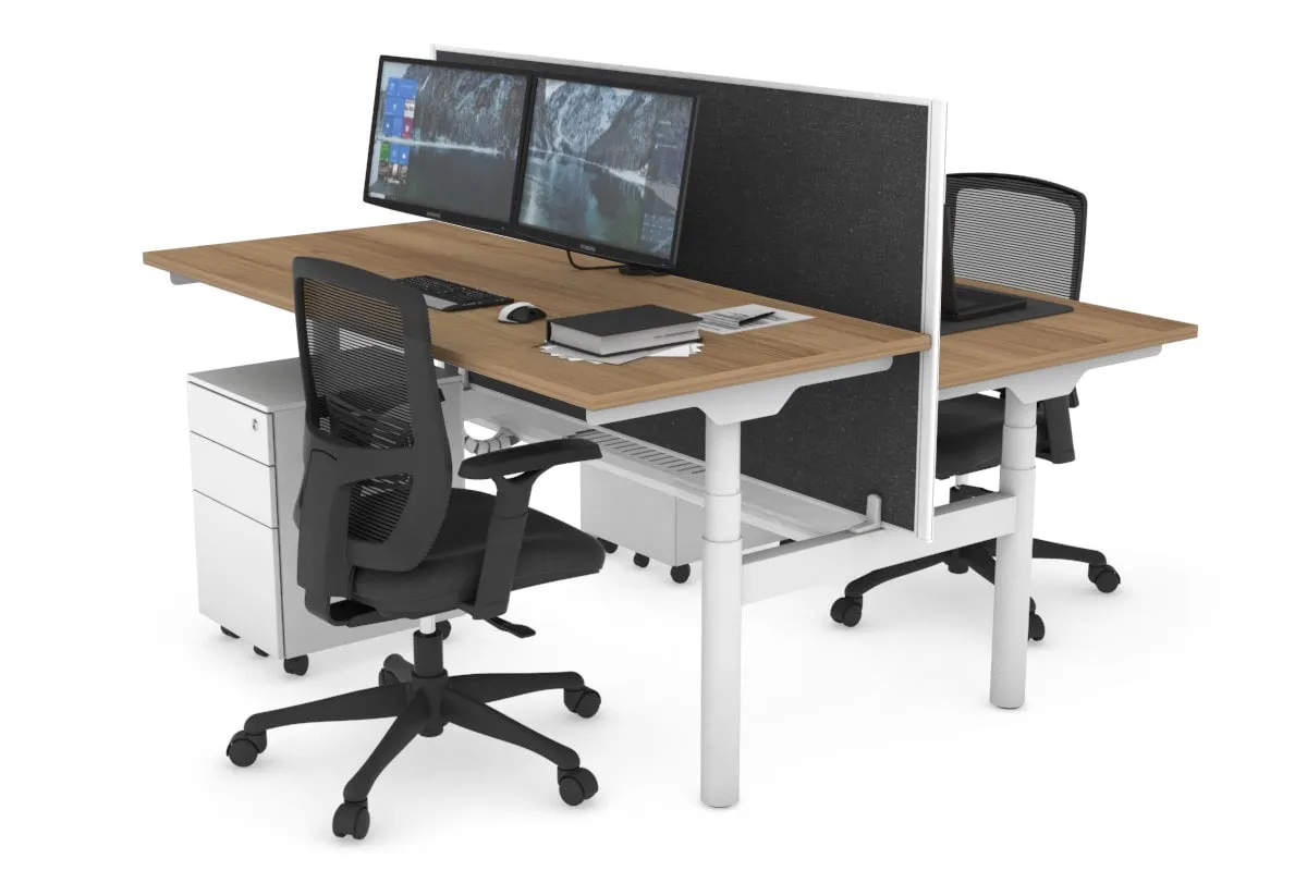 Flexi Premium Height Adjustable 2 Person H-Bench Workstation - White Frame [1200L x 700W]