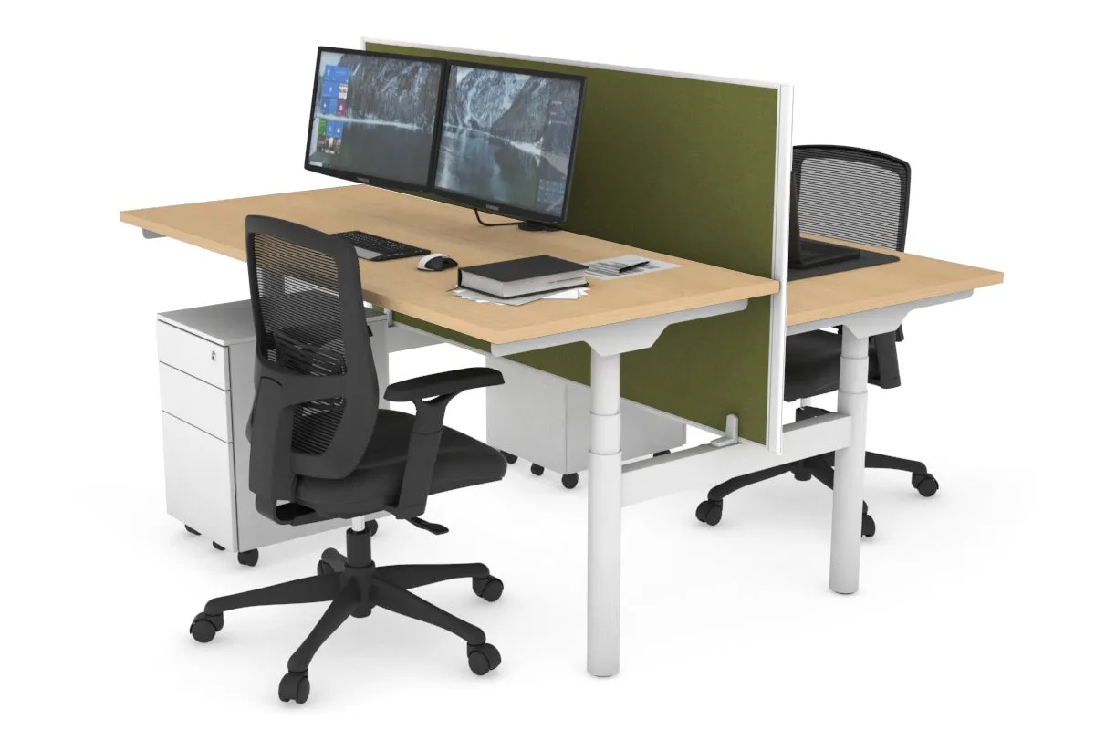 Flexi Premium Height Adjustable 2 Person H-Bench Workstation - White Frame [1200L x 700W]