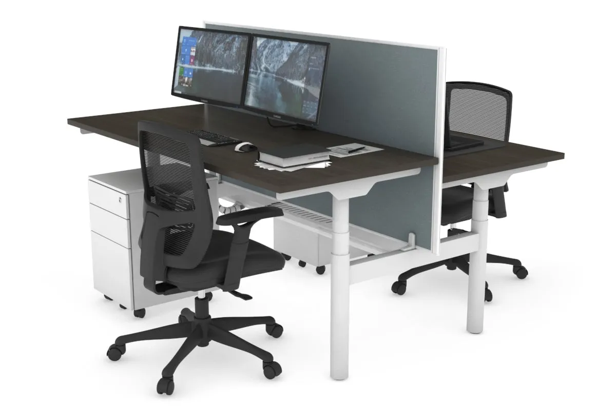 Flexi Premium Height Adjustable 2 Person H-Bench Workstation - White Frame [1200L x 700W]