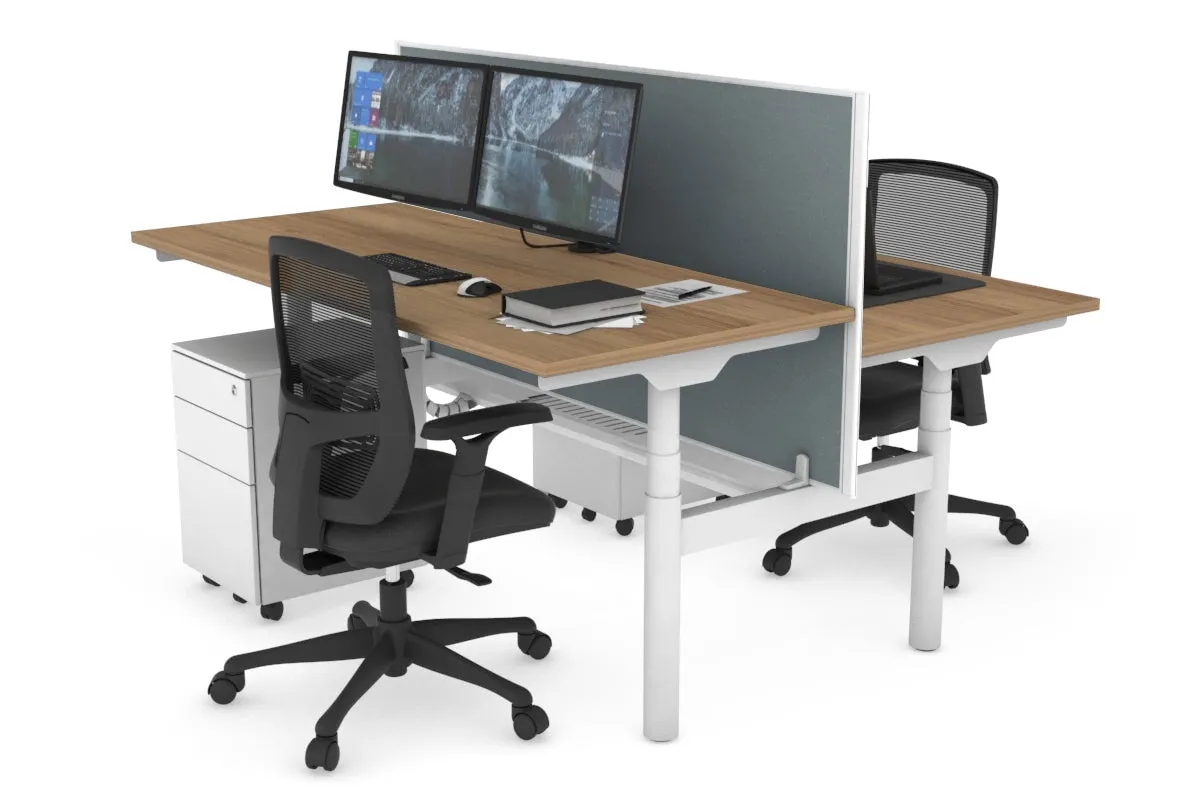 Flexi Premium Height Adjustable 2 Person H-Bench Workstation - White Frame [1200L x 700W]