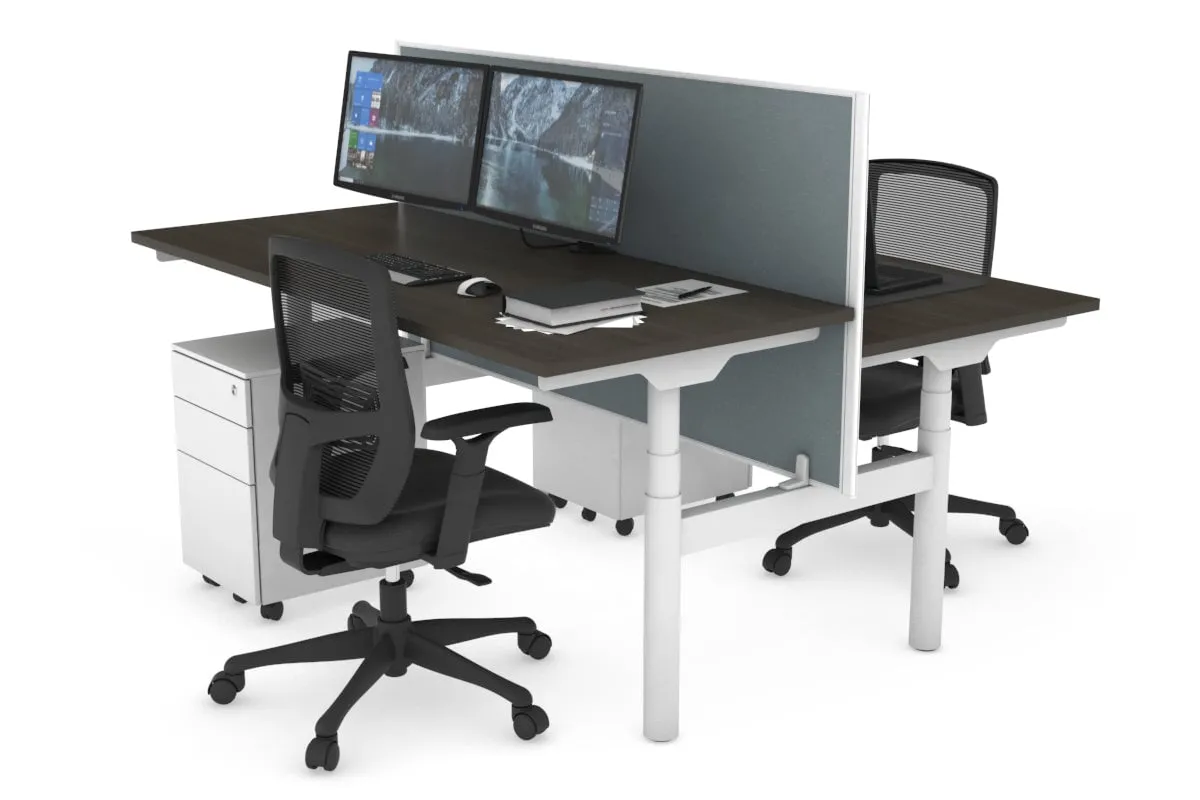 Flexi Premium Height Adjustable 2 Person H-Bench Workstation - White Frame [1200L x 700W]