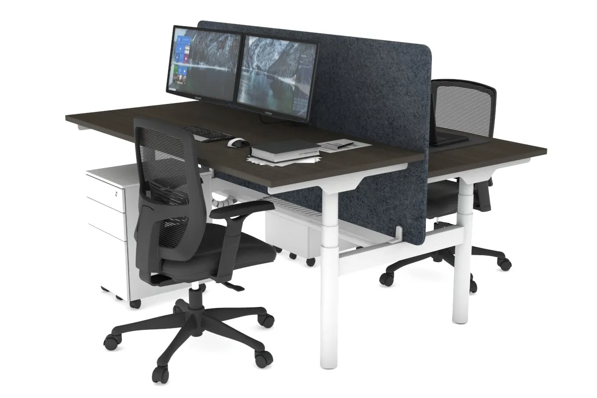 Flexi Premium Height Adjustable 2 Person H-Bench Workstation - White Frame [1200L x 700W]