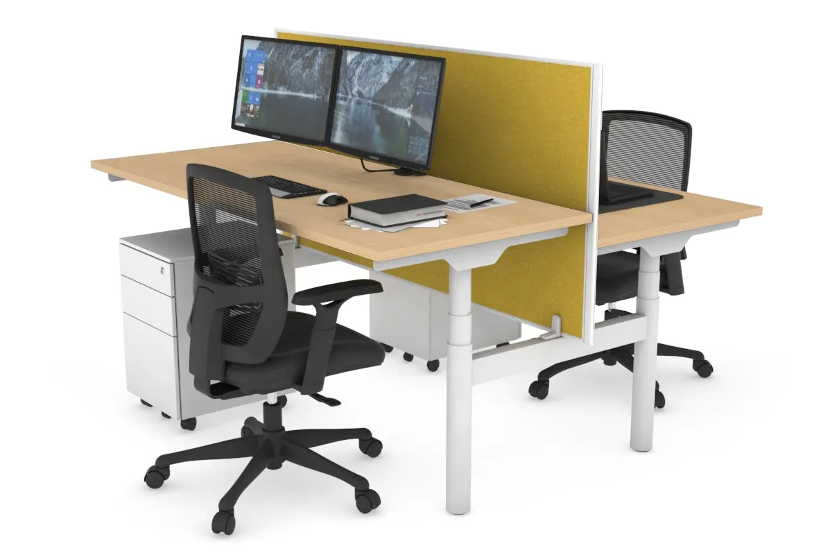 Flexi Premium Height Adjustable 2 Person H-Bench Workstation - White Frame [1200L x 700W]