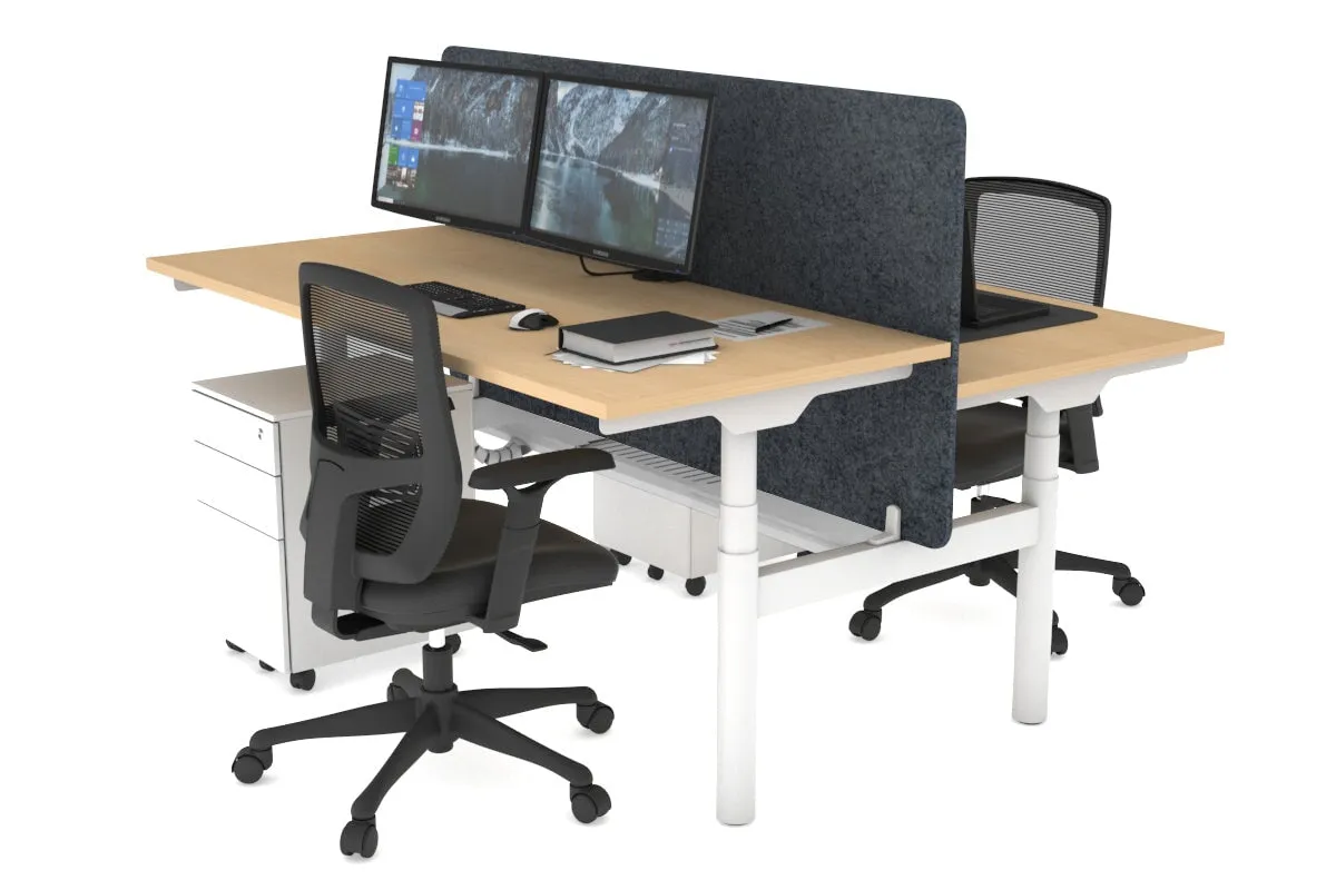 Flexi Premium Height Adjustable 2 Person H-Bench Workstation - White Frame [1200L x 700W]