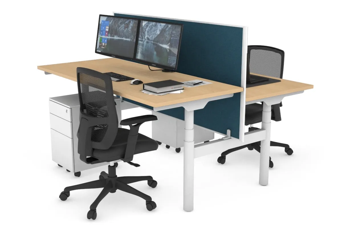 Flexi Premium Height Adjustable 2 Person H-Bench Workstation - White Frame [1200L x 700W]