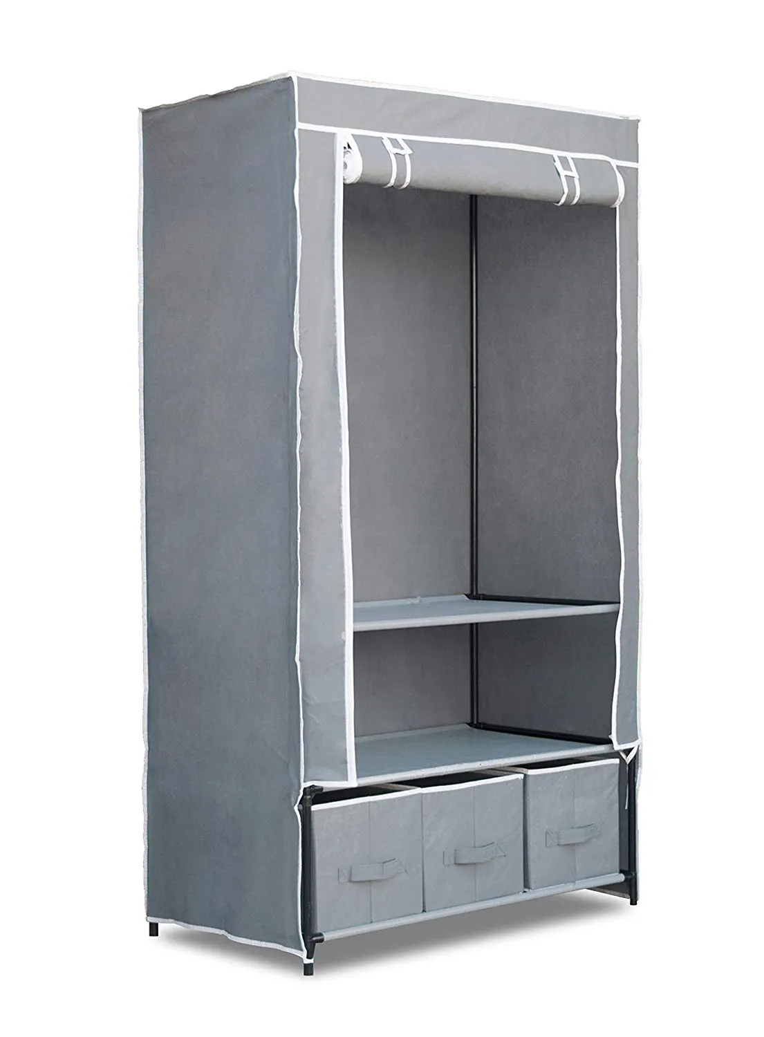 Freestanding Garment Organizer with Hanging Rack and Shelves