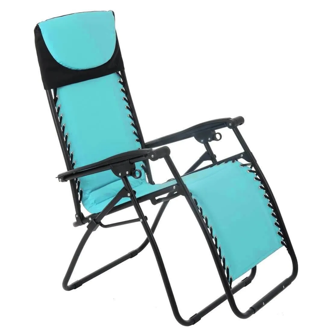 Garden Recliner Chair Zero Gravity Reclining Relaxer Padded Seat in Turquoise