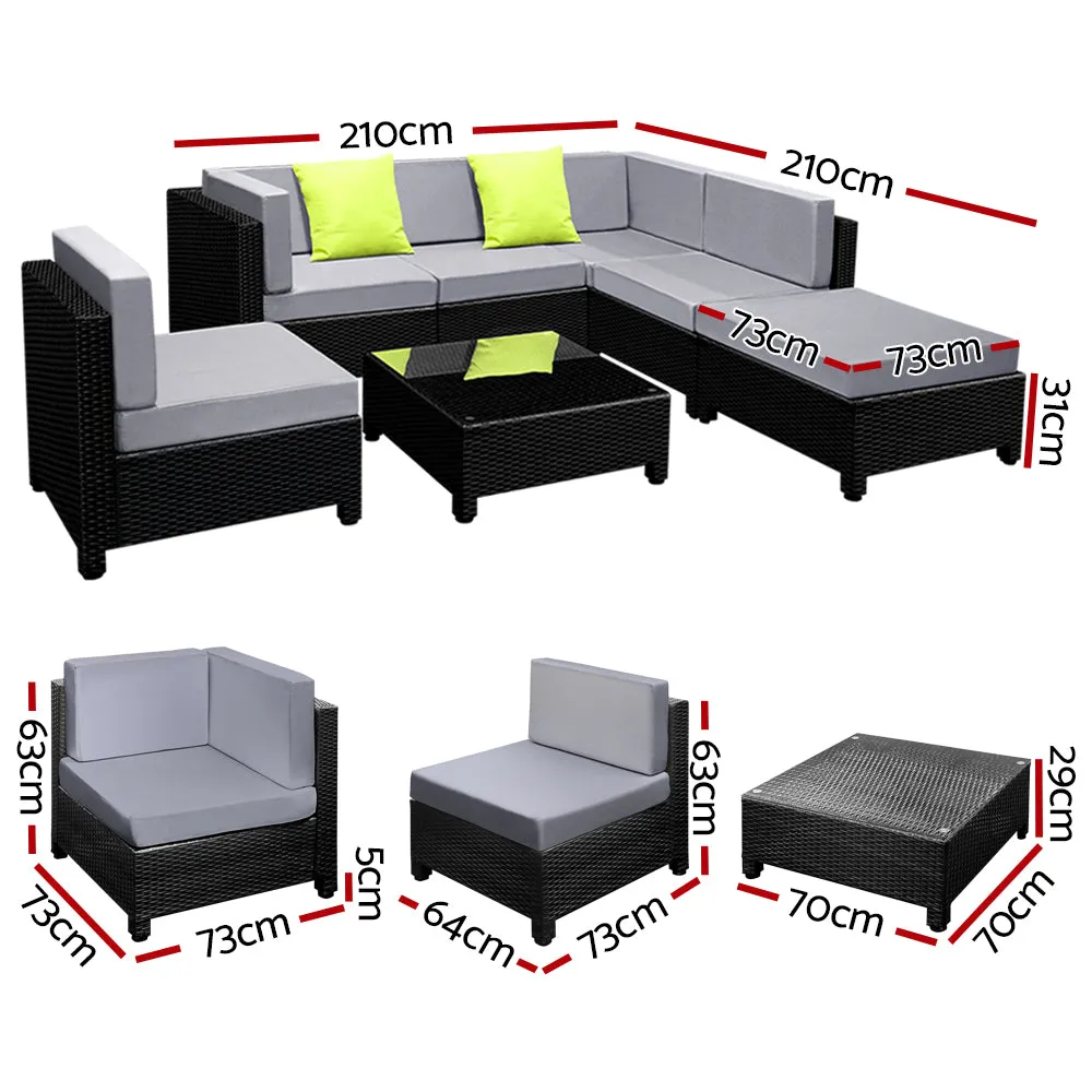 Gardeon 7PC Sofa Set Outdoor Furniture Lounge Setting Wicker Couches Garden Patio Pool