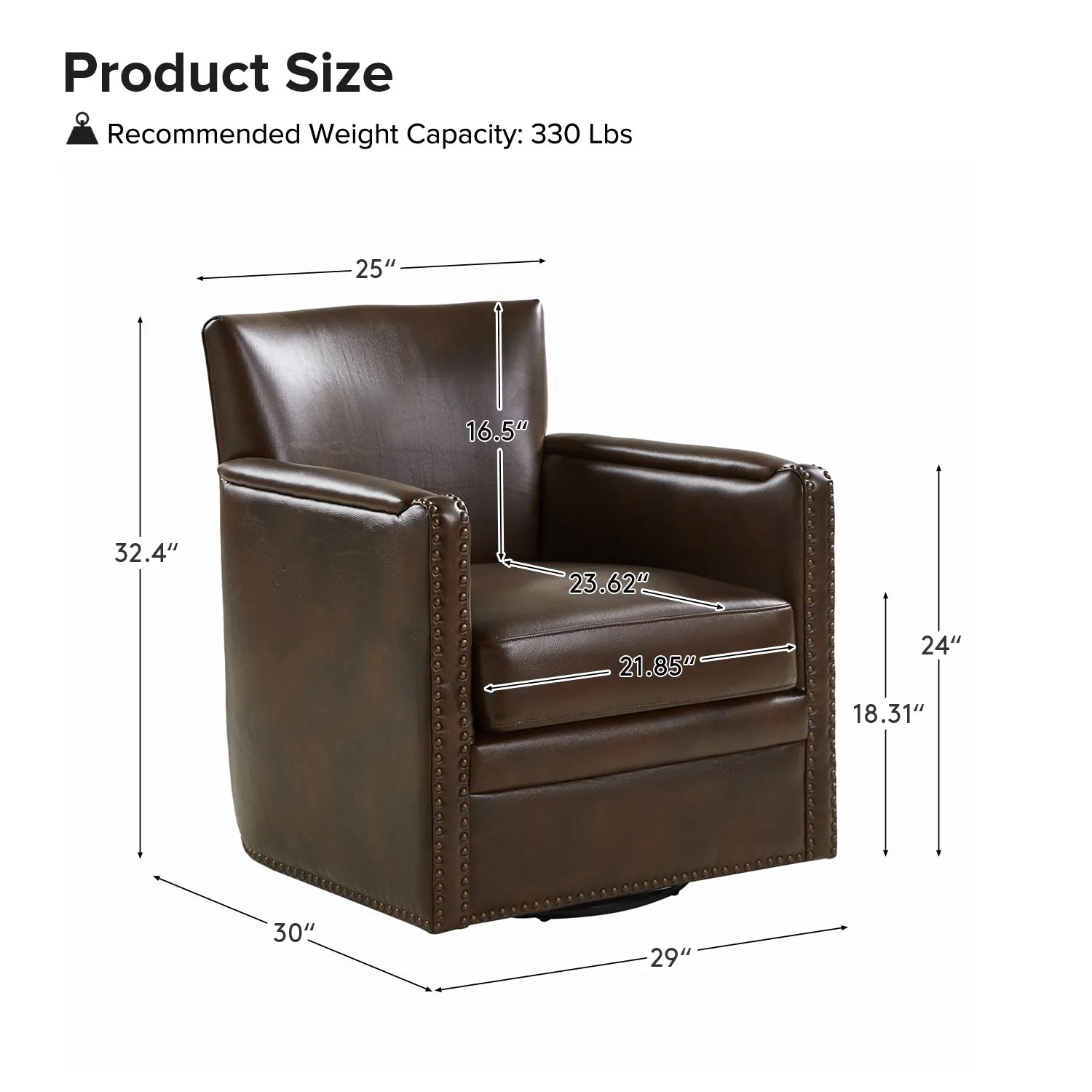 Gloria Genuine Leather Swivel Chair