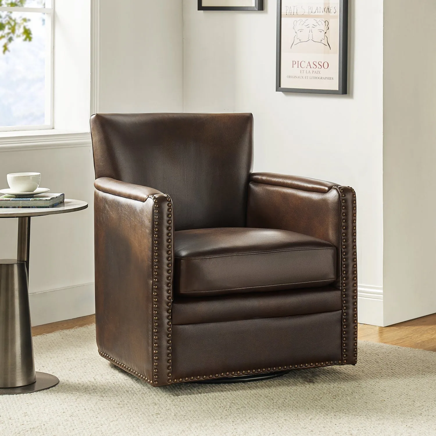 Gloria Genuine Leather Swivel Chair