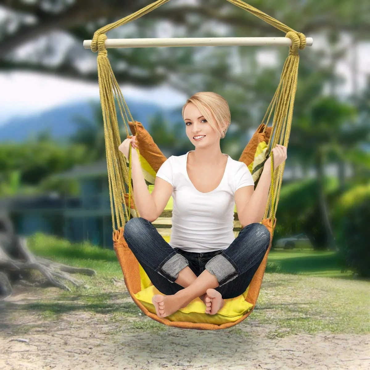 Hanging Rope Hammock Chair - Sorbus