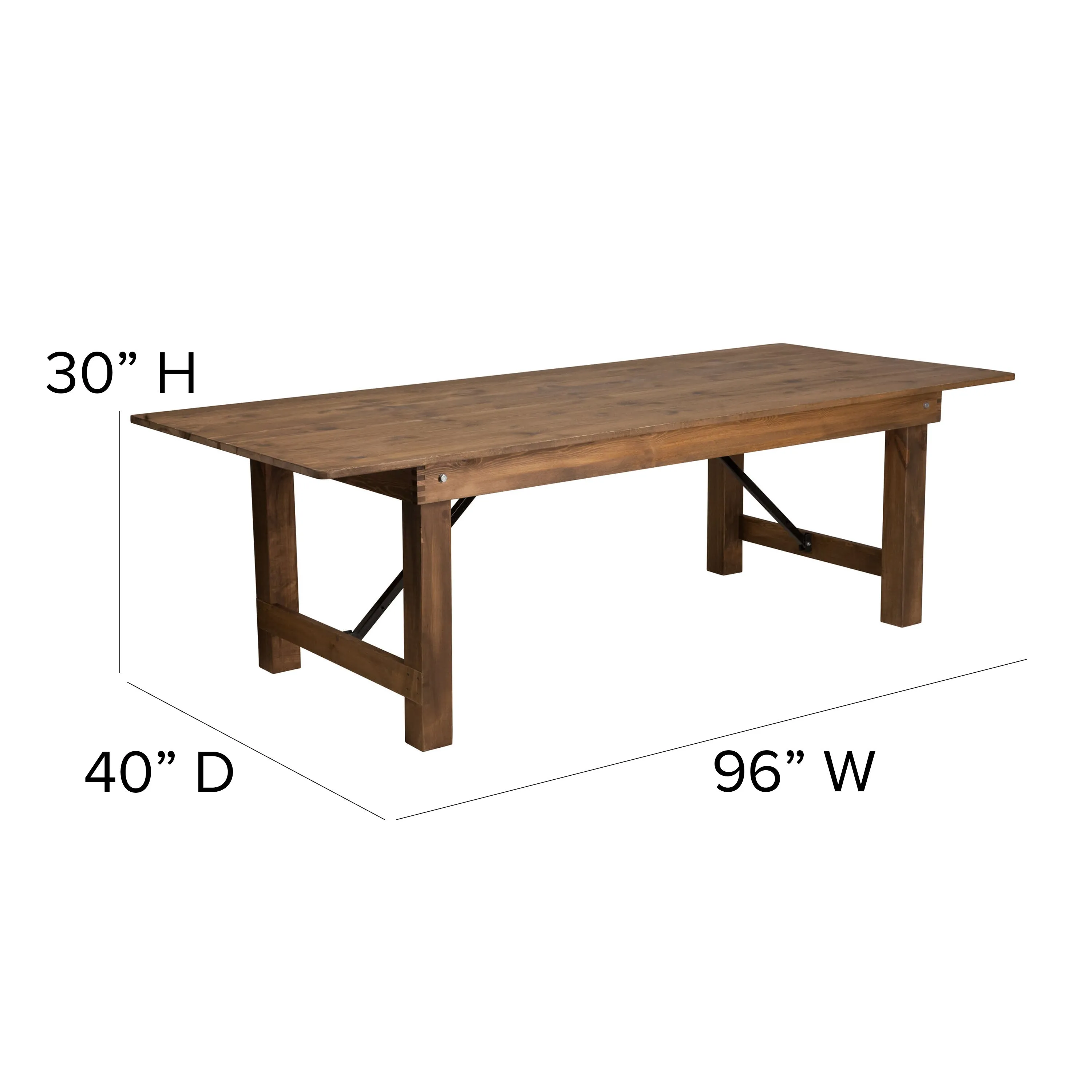 HERCULES Series 8' x 40'' Folding Farm Table Set with 6 Cross Back Chairs and Cushions