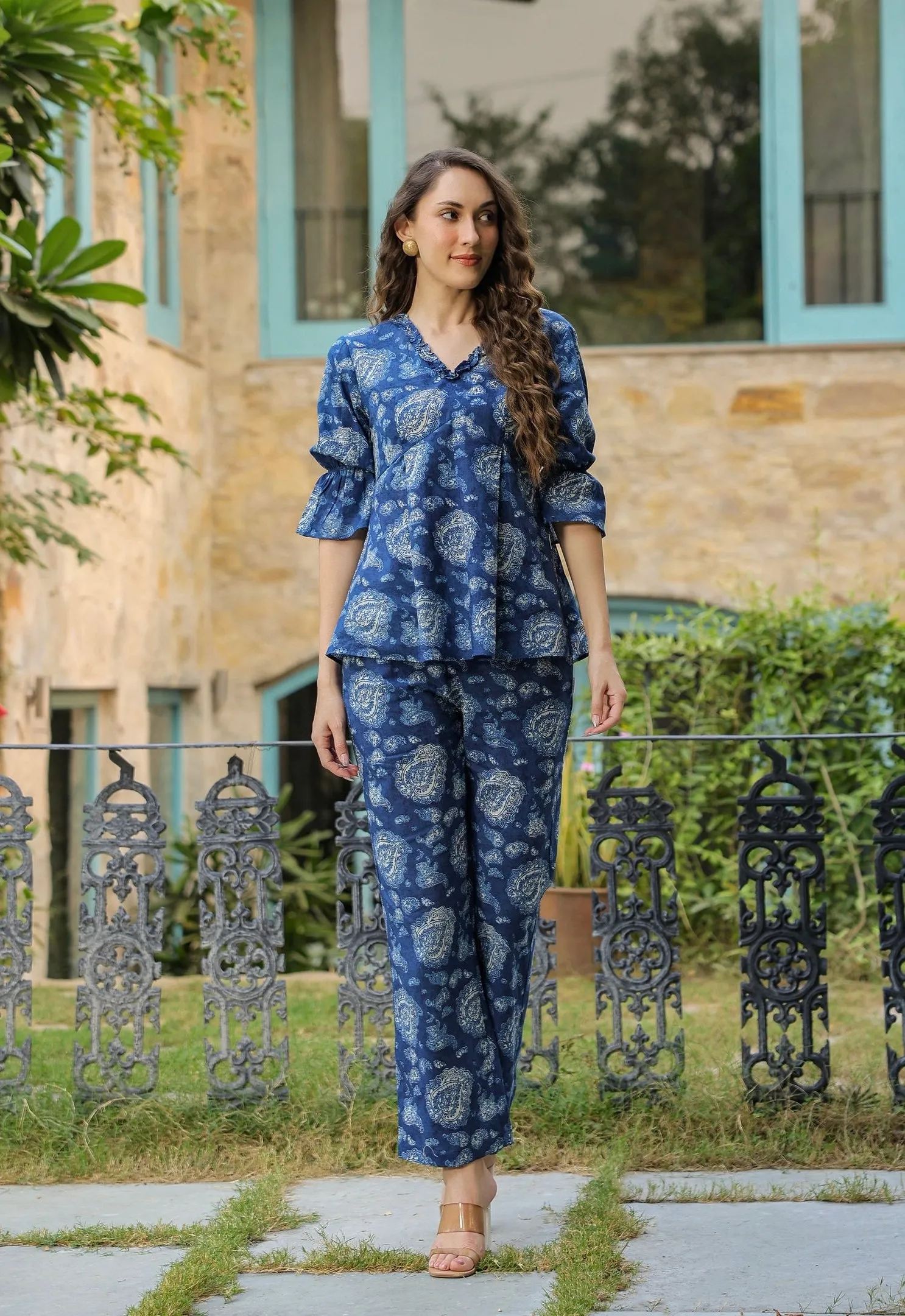 Indigo Bagru Paisley Cotton Coord Set