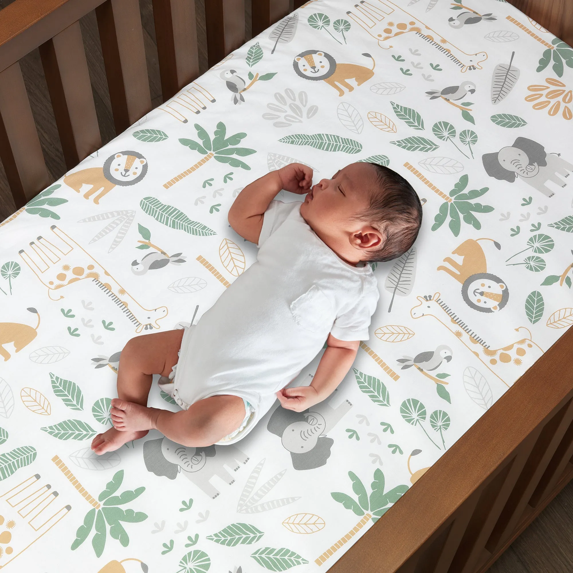 Jungle Friends Cotton Fitted Crib Sheet