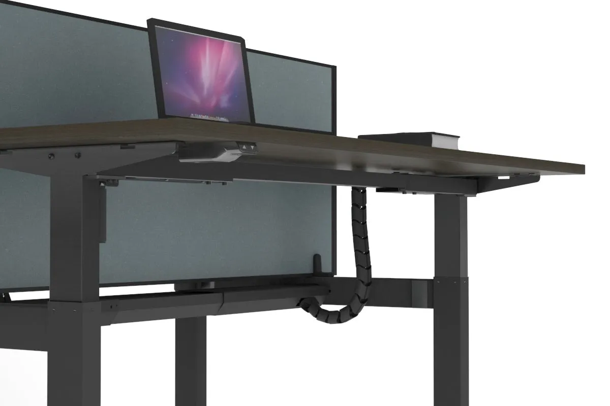 Just Right Height Adjustable 2 Person H-Bench Workstation - Black Frame [1200L x 700W]