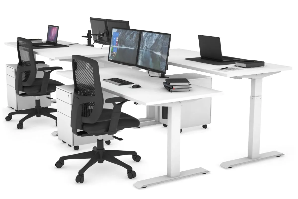 Just Right Height Adjustable 4 Person Bench Workstation [1200L x 700W]