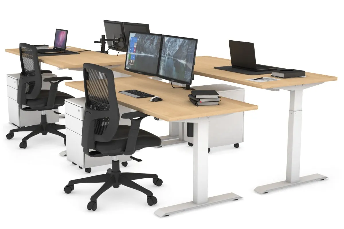 Just Right Height Adjustable 4 Person Bench Workstation [1200L x 700W]