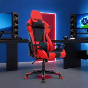 Leo Gaming Chair with Metal Predator, Racing Style Ergonomic Premium High Back Revolving Computer/Student Chair- Red