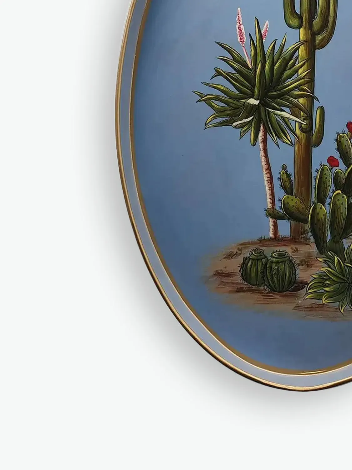 Les Ottomans Cactus Oval Hand-Painted Tray