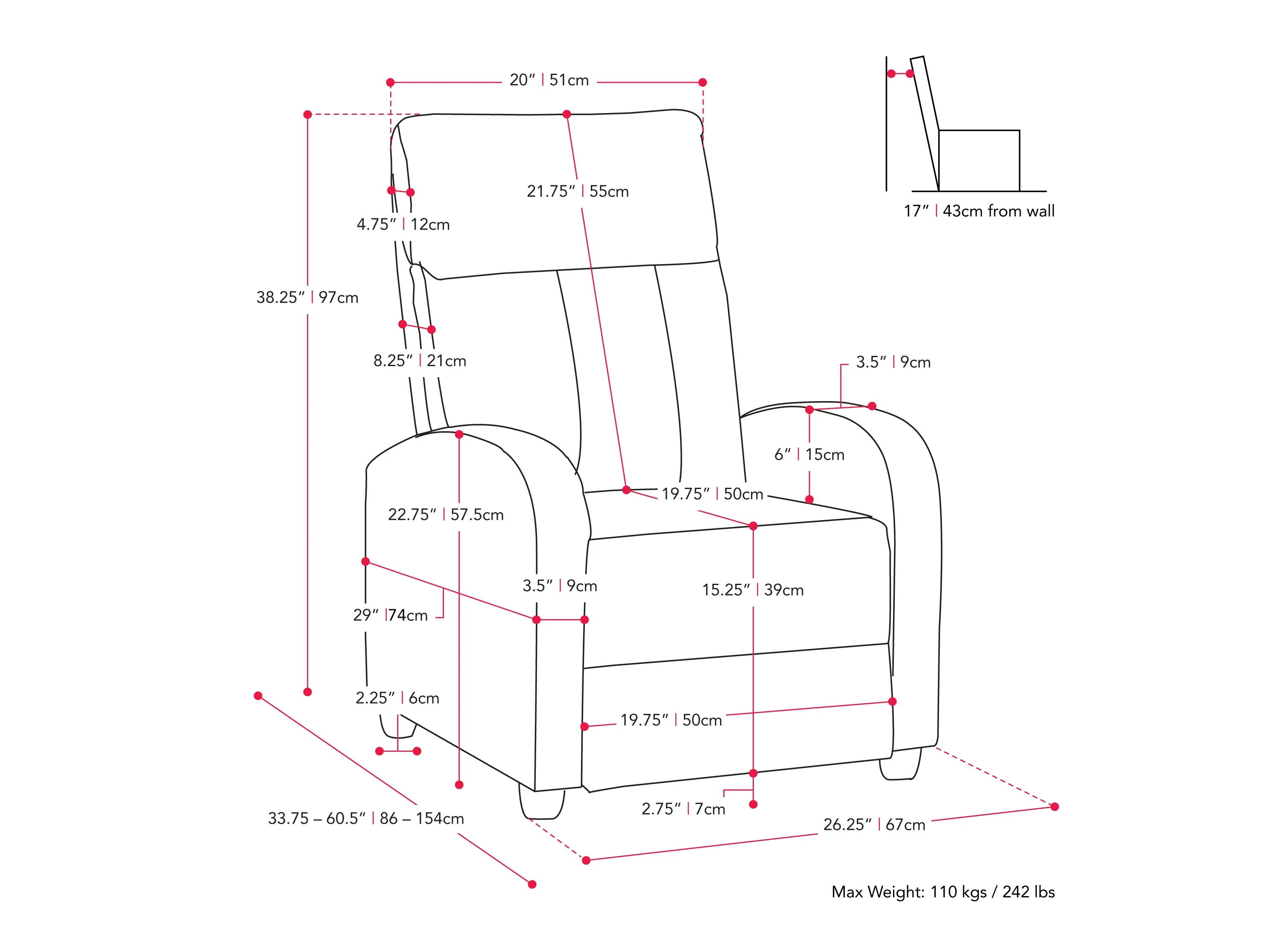 Light Grey Push Back Recliner