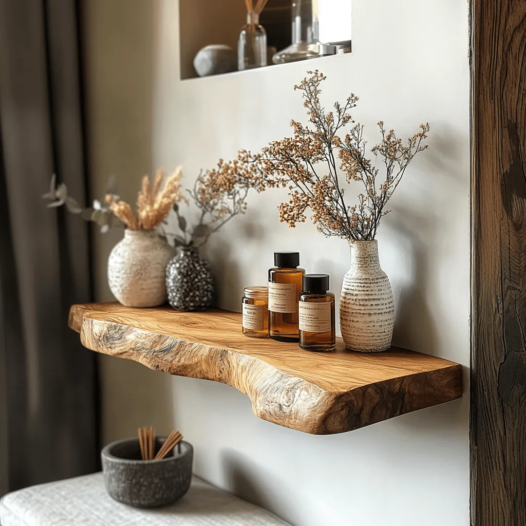 Live Edge Floating Shelf for Wall Display