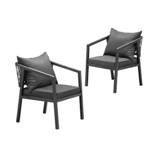 Livsip 2PCS Outdoor Furniture Chairs Garden Patio Garden Lounge Set Steel Frame