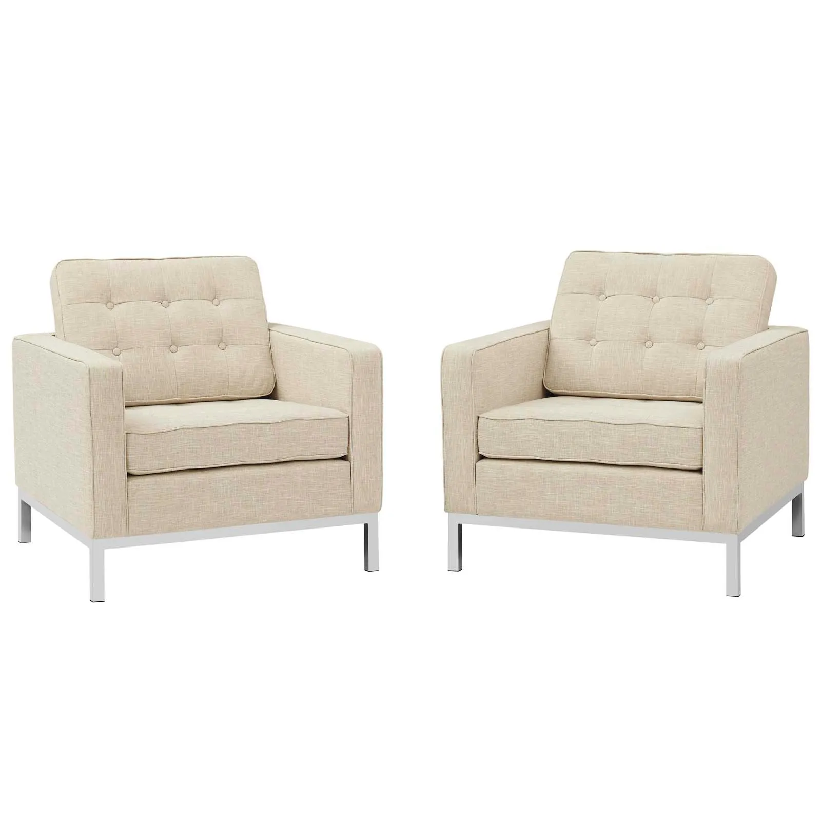 Loft Armchairs Upholstered Fabric Set of 2