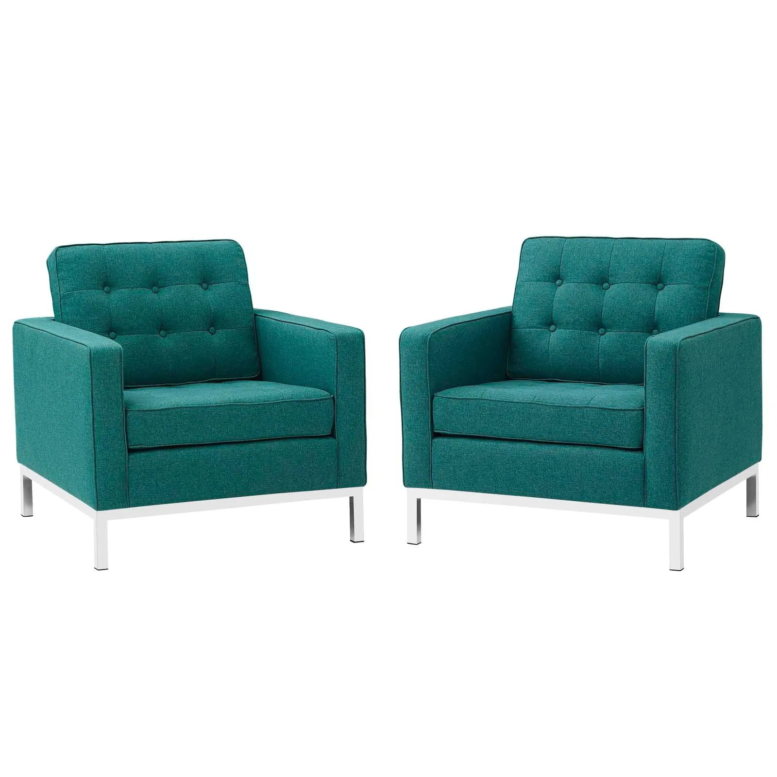 Loft Armchairs Upholstered Fabric Set of 2