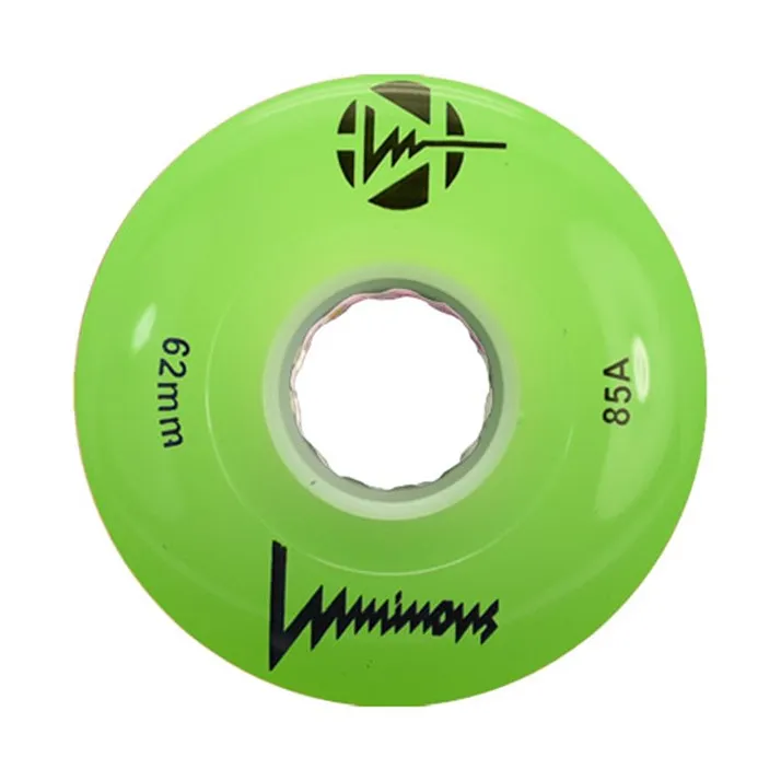 Luminous Light Up Quad Wheels Green 85A - 4 pack