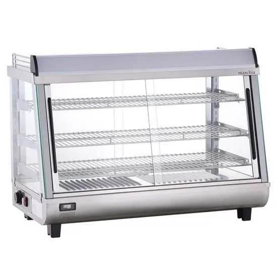 Marchia SHCC136 36" Stainless Steel Heated Countertop Display Front, Rear Doors