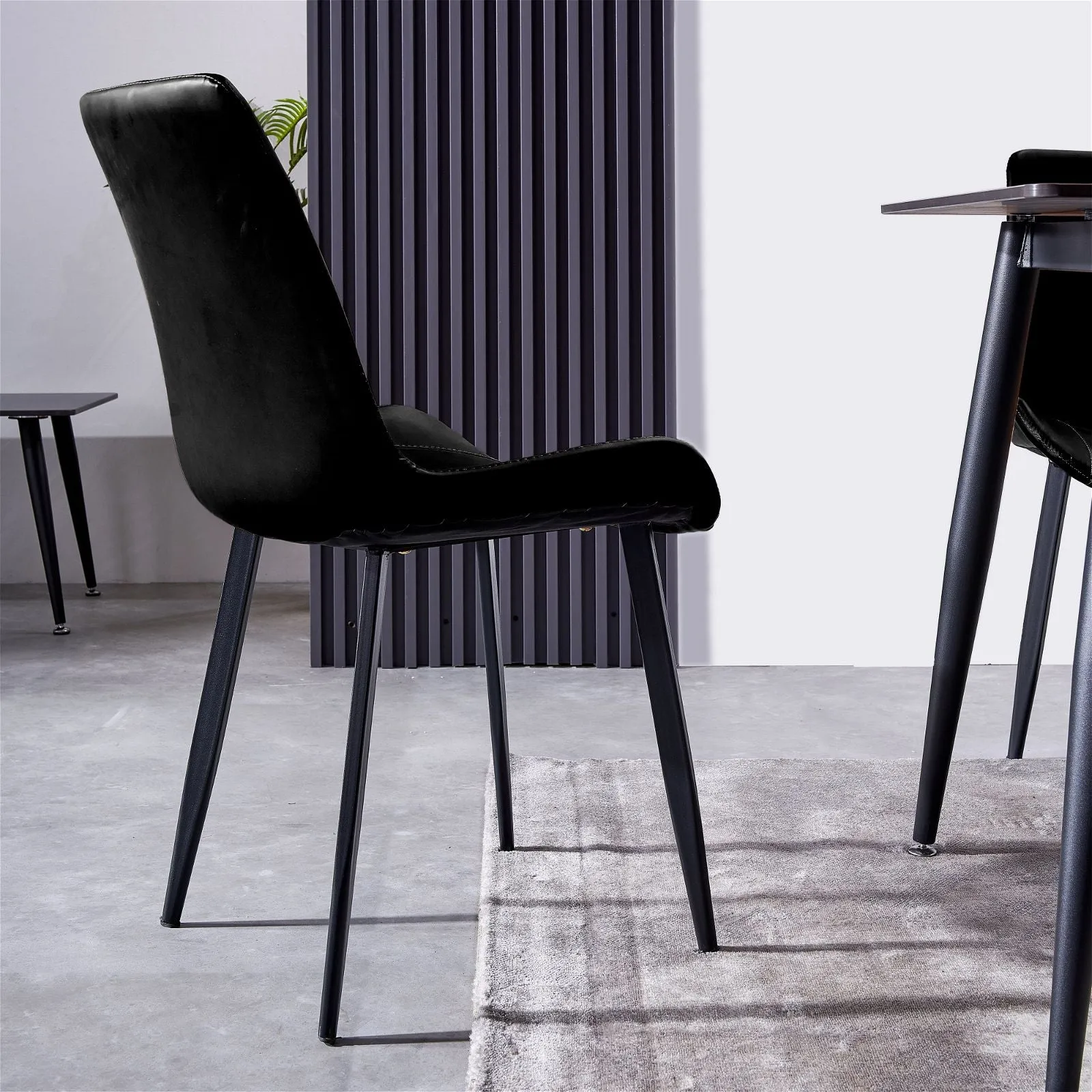 Mendy Dining Chair Black PU Seat and Carbon Steel Frame (Set of Four) by Criterion™