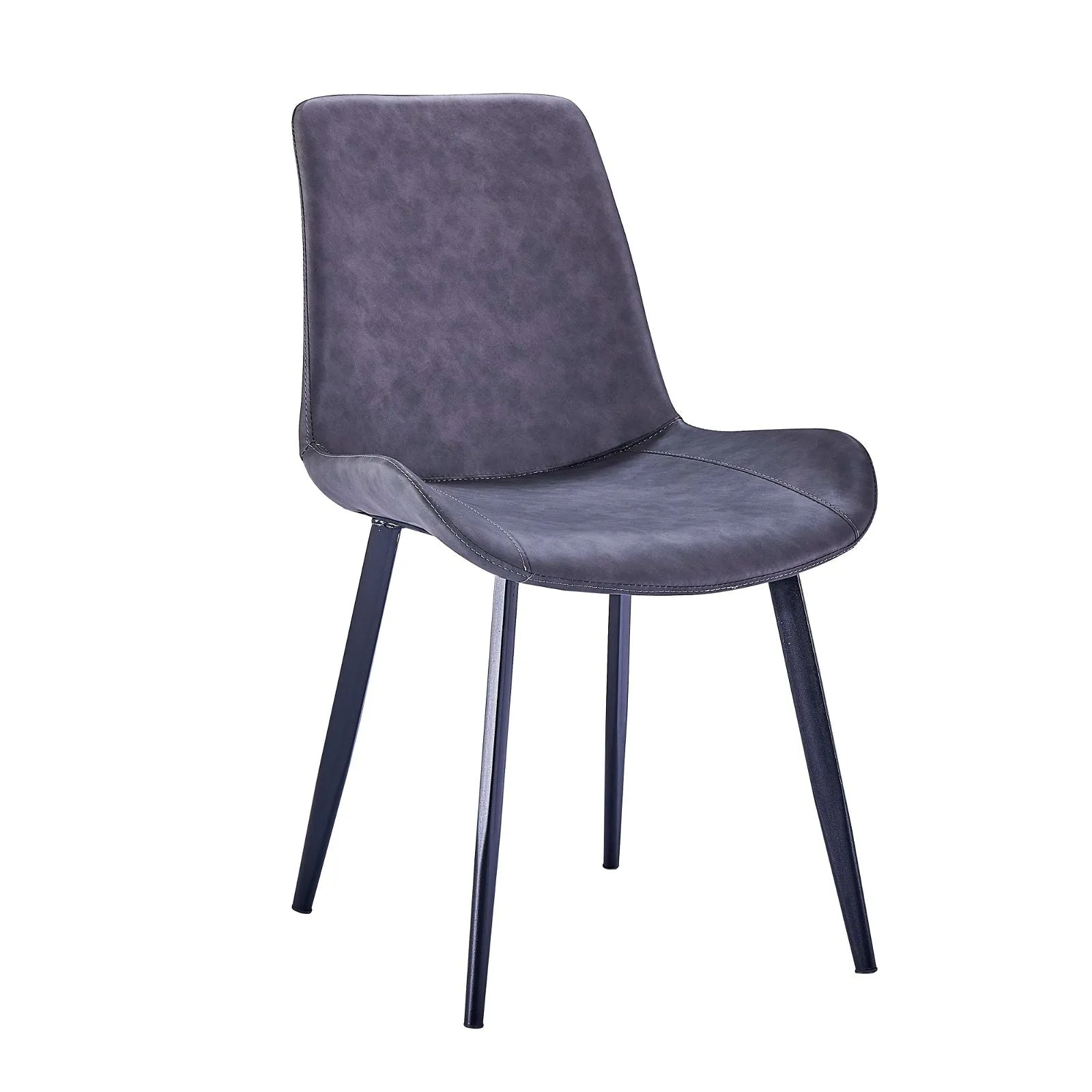 Set of Four Mendy Dining Chairs with Grey PU Seats and Carbon Steel Frame by Criterion™