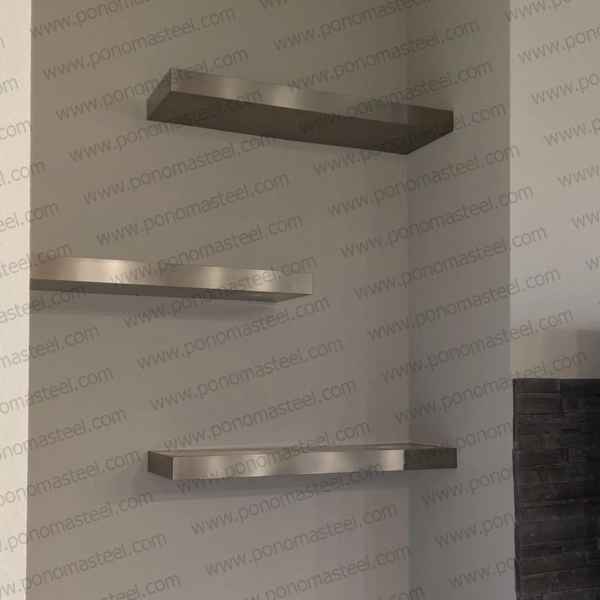 Metal shelves 73"- 77" (cm. 185.4- 195.6) made-to-order floating shelves Ponoma®