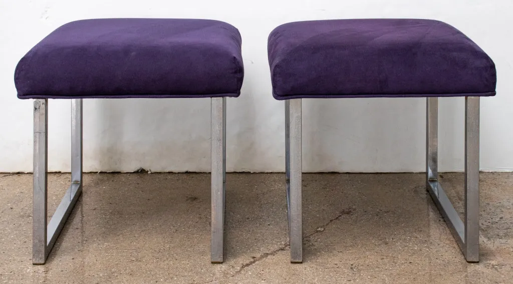 Mid-Century Modern Chrome Stools, Pair