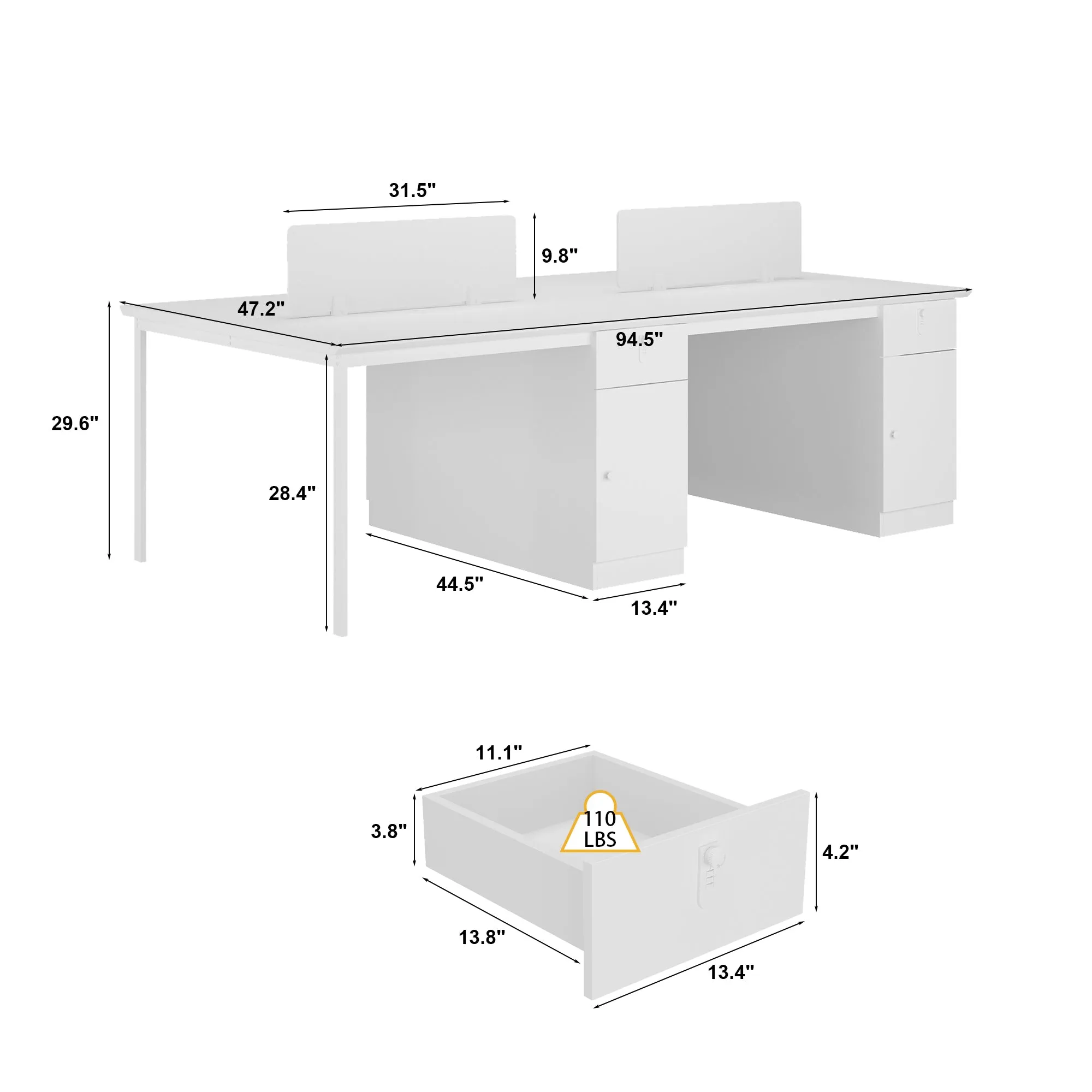 Modern 4 Person Working Desk