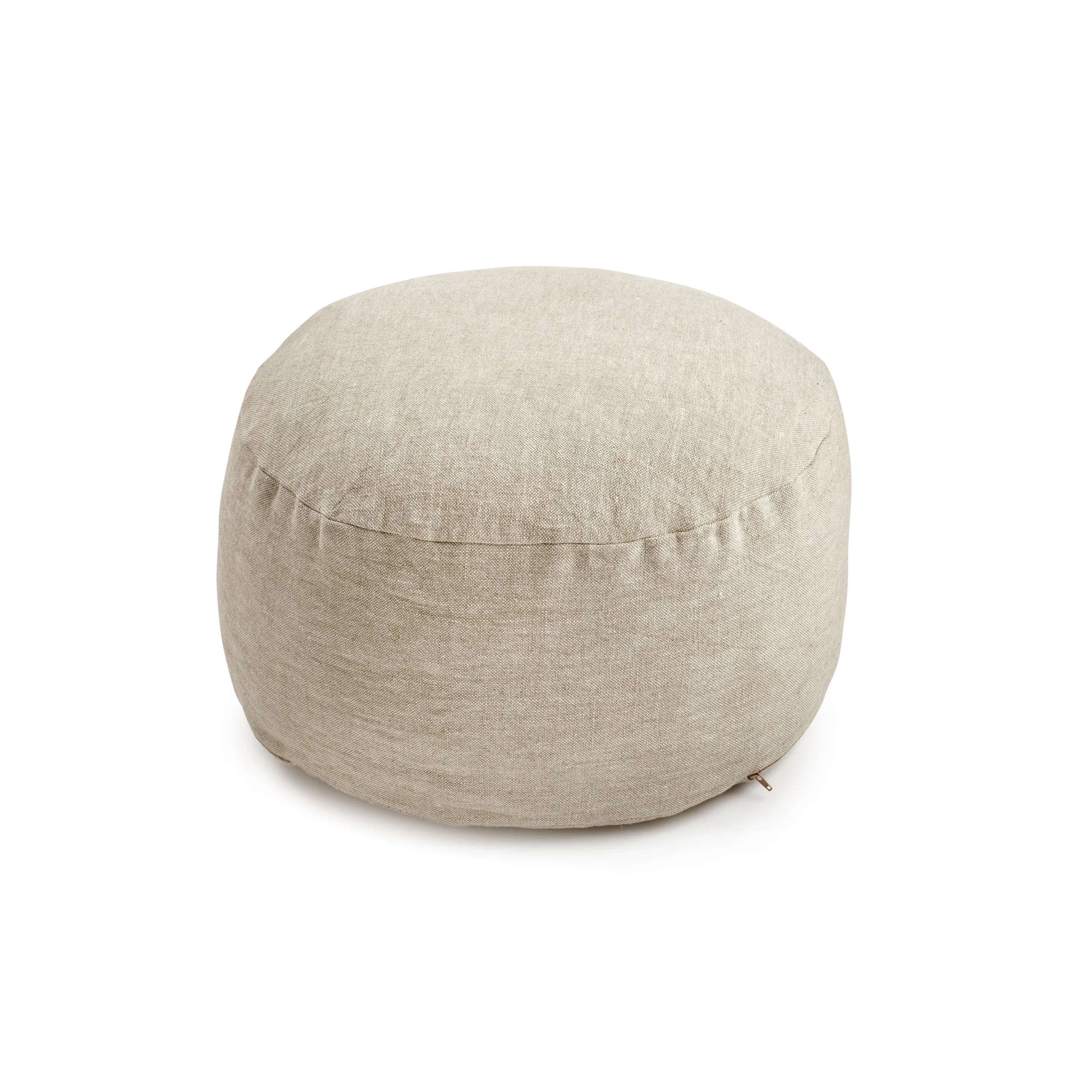 Natural Irish Linen Round Ottoman