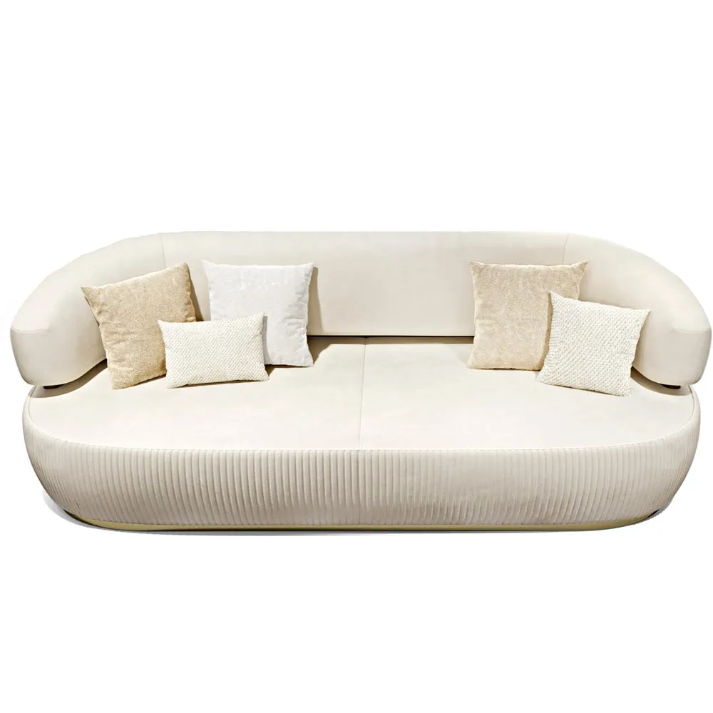 Nova 3-Seater Velvet Sofa in Ivory – Luxurious Comfort, L230cm x W110cm x H86cm