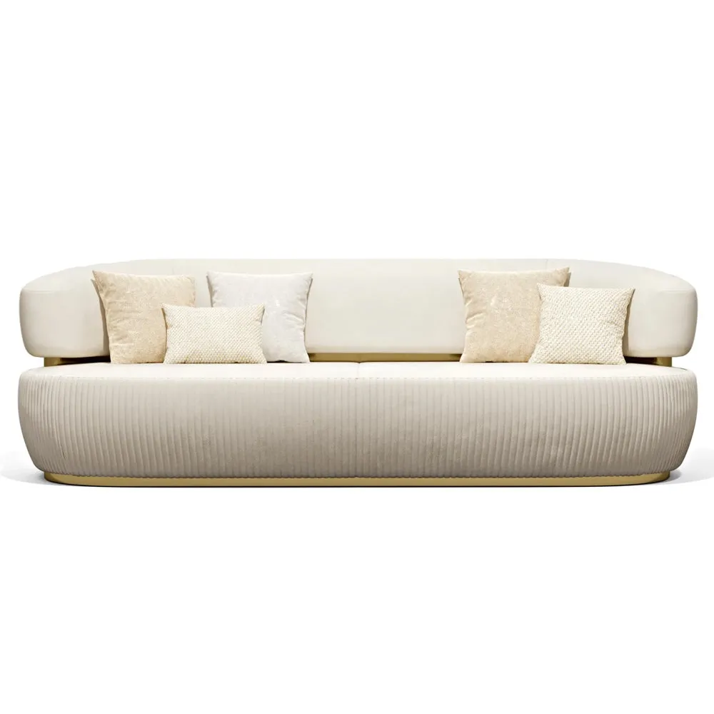 Nova 3-Seater Velvet Sofa in Ivory – Luxurious Comfort, L230cm x W110cm x H86cm