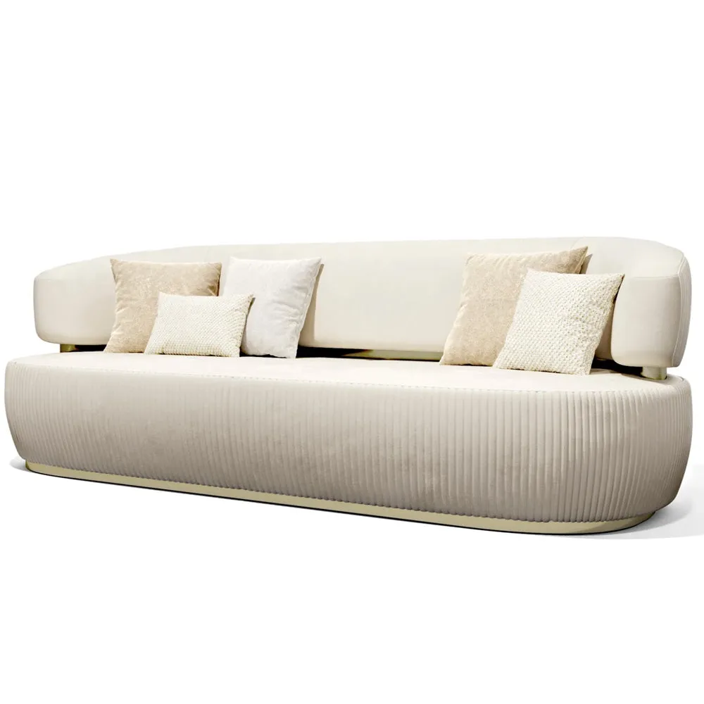 Nova 3-Seater Velvet Sofa in Ivory – Luxurious Comfort, L230cm x W110cm x H86cm