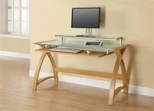 Oak Office Desk With White Glass Top PC201-1300-OW