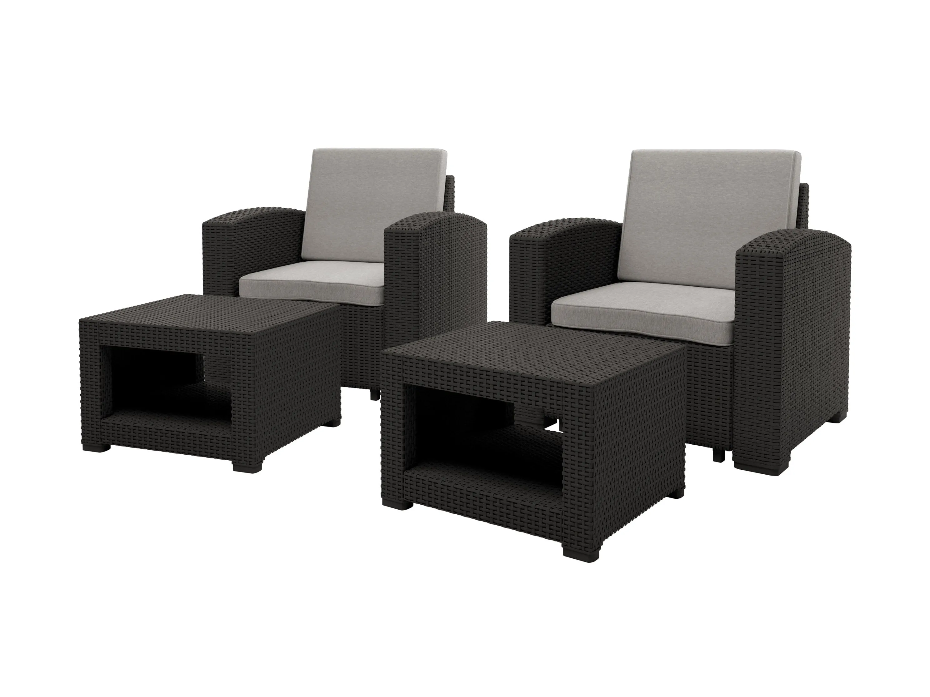 Outdoor Chairs with Ottoman, 4pc Patio Set