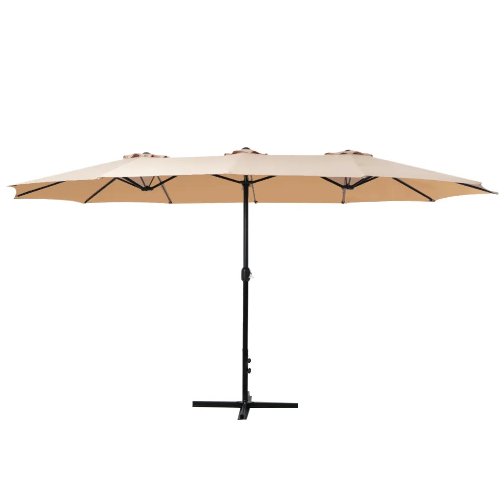 Outdoor Umbrella Twin Umbrella Beach Stand Base Garden Sun Shade 4.57m