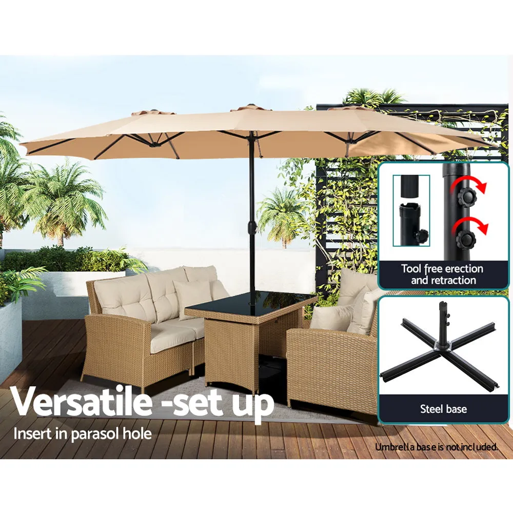 Outdoor Umbrella Twin Umbrella Beach Stand Base Garden Sun Shade 4.57m