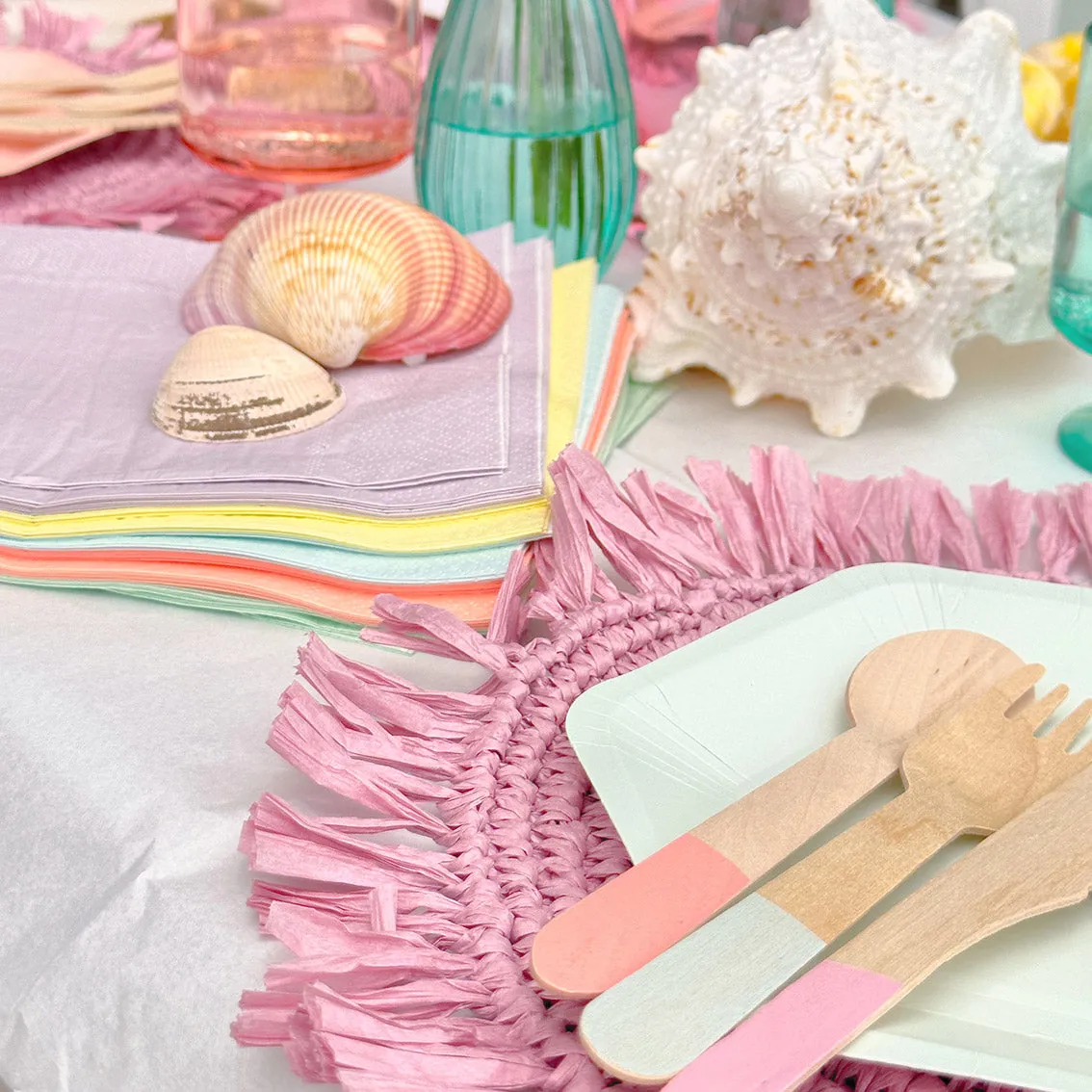 Pastel Wooden Cutlery -  12 Sets