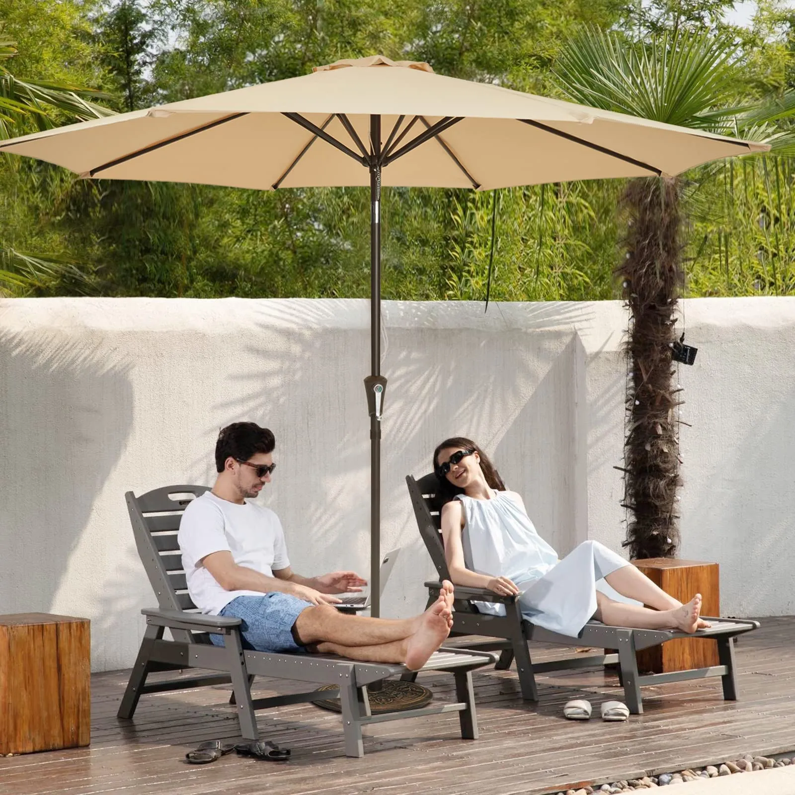 Patio Umbrella 9ft Market Outdoor Table Umbrella with Push Button.