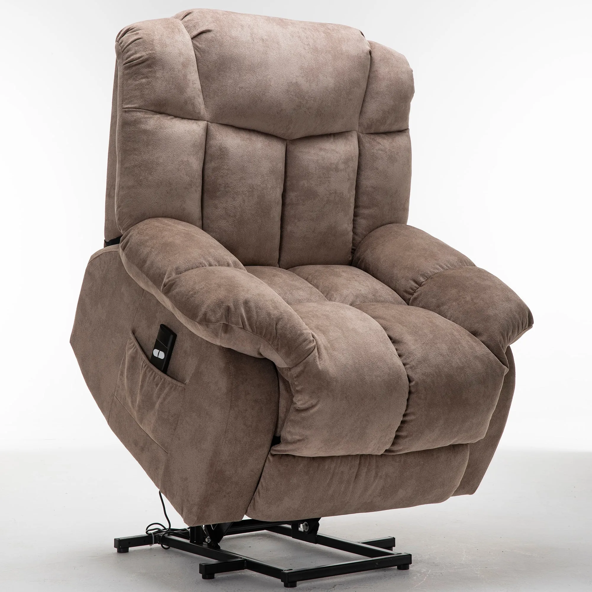 Power Lift Recliner Chair for Elderly- Heavy Duty and Safety Motion Reclining Mechanism-Fabric Sofa Living Room Chair, Light Coffee